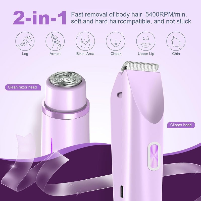 CheckSimple 2025 New Bikini Trimmer for Women,Dermave Bikini Shaver,2-in-1 Electric Razors for Women(Purple) - Image 4